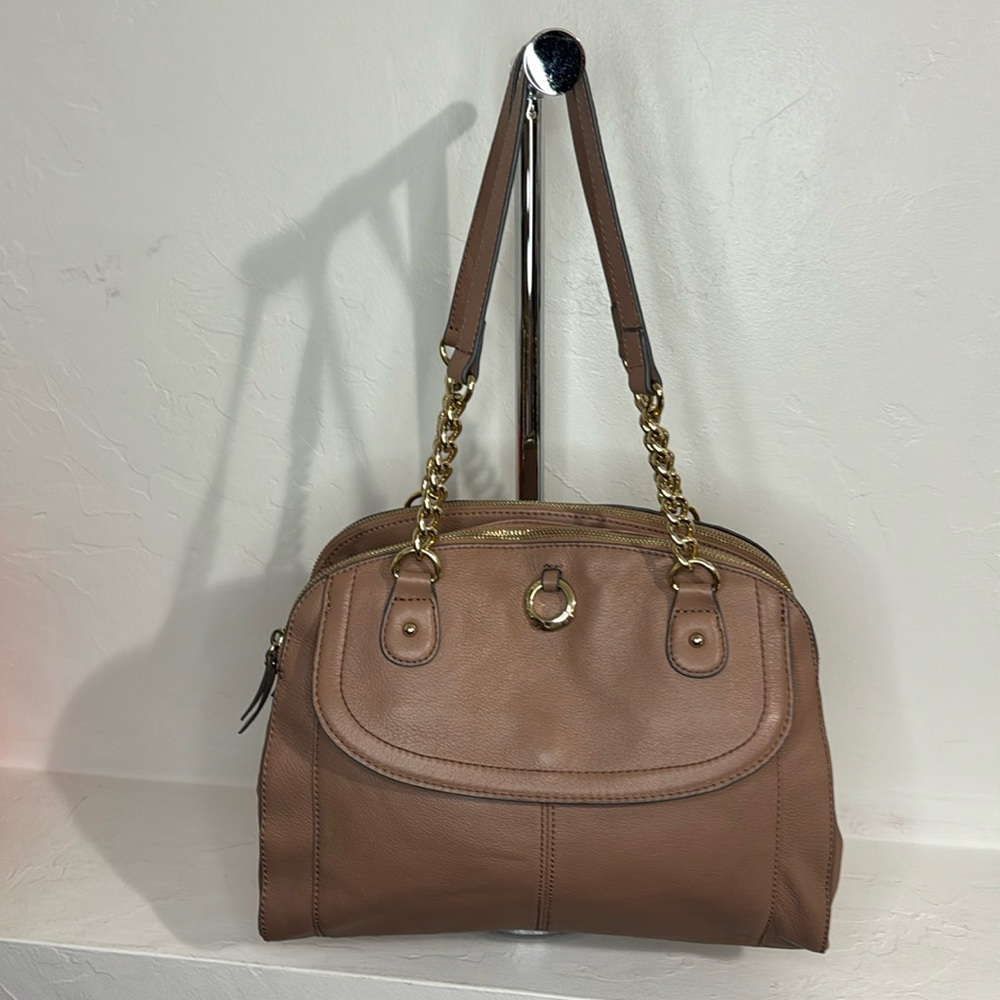 B. Makowsky dusty rose leather double chain strap satchel